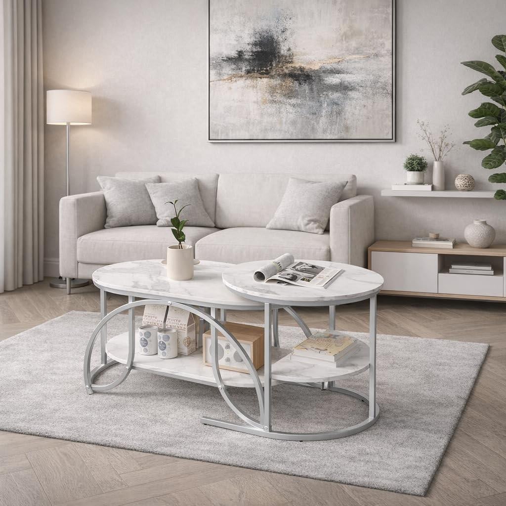 Set van 2 moderne koffietafels met opbergruimte voor de woonkamer
