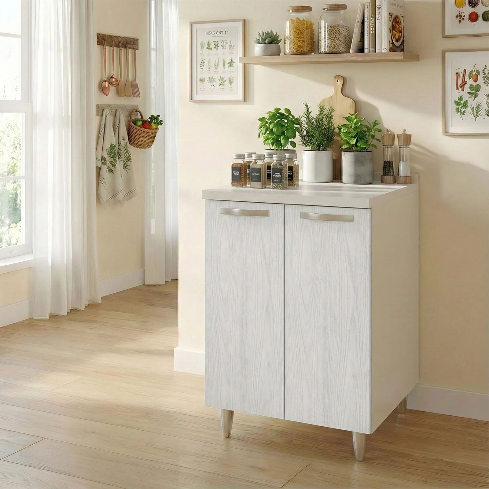 garneroarredamenti Mobile base cucina 60x86h cm 2 ante bianco frassinato Talise
