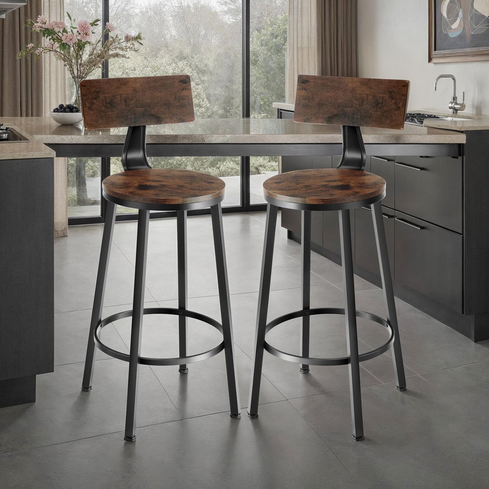 TecTake Barkruk Poole - Industrieel donker hout, rustiek