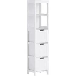 BADEZIMMERSCHRANK Badschrank Bad Hochschrank mit 3 Schubladen, 2 offenen Fächern