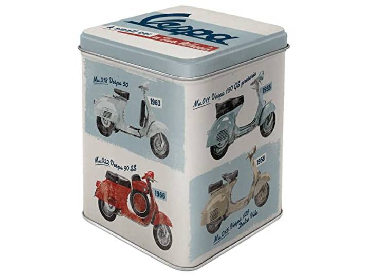 Nostalgic-Art Retro theeblik, Vespa – Model Chart – Geschenkidee voor scooterliefhebbers, Voor bewaren losse thee en theezakjes, Vintage design, 100 g