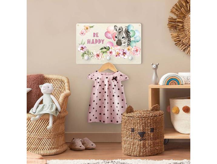 Patère enfants Zèbre - Be Unique 40 x 25 x 1cm Multicolore