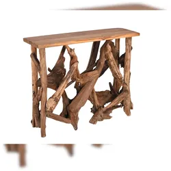 DELUKE Tisch TIM Teakwurzel Design Teak Natur 81x30x99cm Holztisch Minimalistisch Wohnzimmertisch