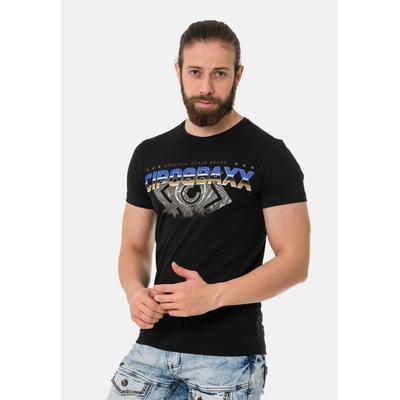 T-Shirt CIPO & BAXX "T-Shirt", Herren, Gr. S, schwarz, 95% Baumwolle, 5% Elasthan, bedruckt, regular fit, Rundhals, Shirts T-Shirt, extravaganter Marken-Schriftzug