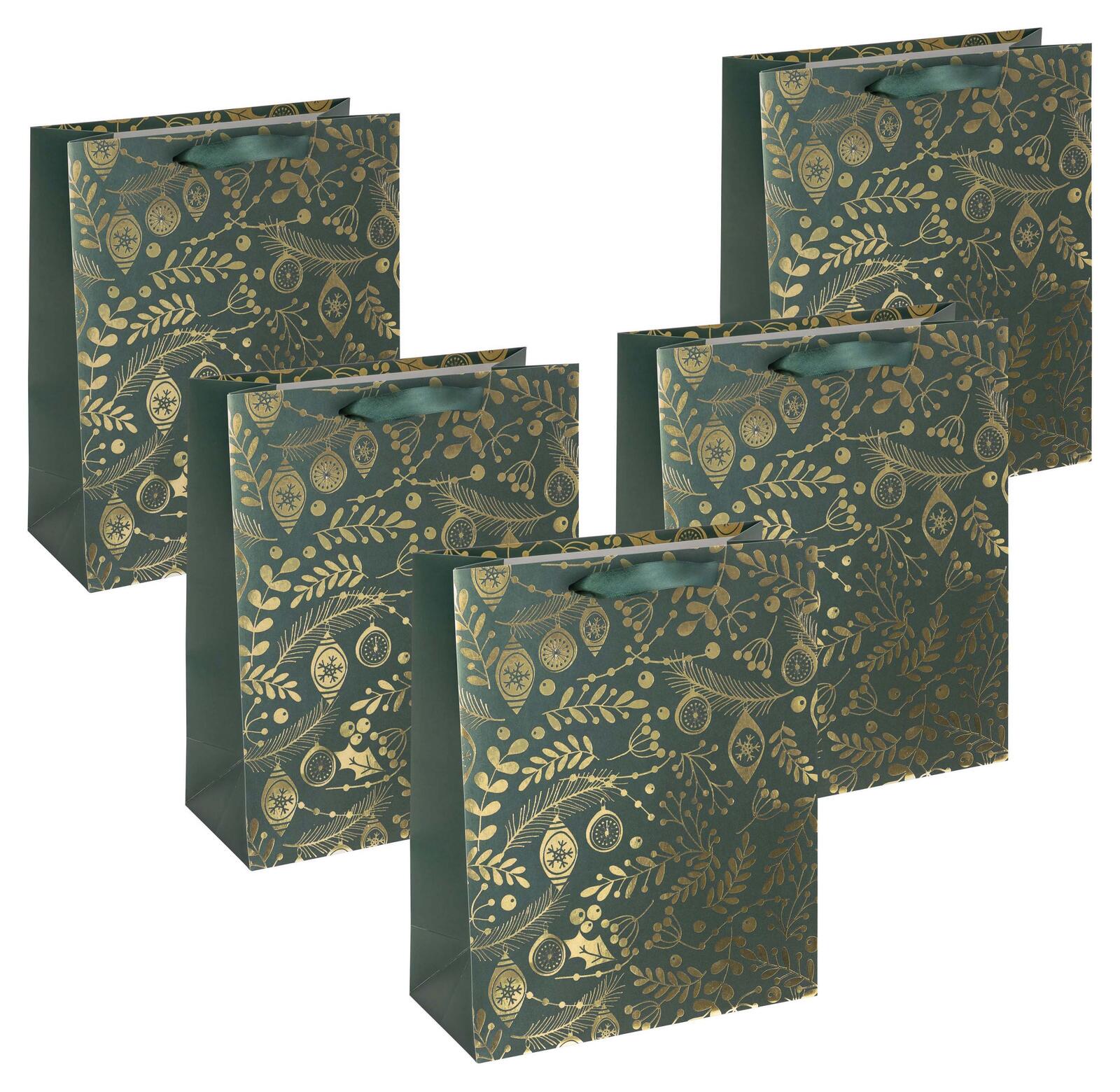 SIGEL Geschenktüten 26,0 x 32,0 cm Golden ornaments , grün GT118