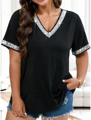 Uplifted Finds Plus Size Casual V Neck T Shirt For Women xl