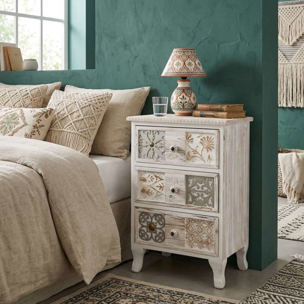 NIYLO Chiffonnier en bois multicolore 45x35x68 cm Multicolore 35x68x46cm