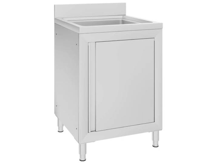 LPERTGFHU Spülenunterschrank Edelstahl 60x60x96 cm Gastronomie Waschtisch Robust, Leicht zu reinigen, Höhenverstellbare Füße, Inklusive Staufach