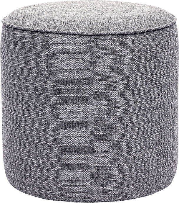 Miliboo Runder Pouf in hellgrauem Stoff D40 cm PAUL