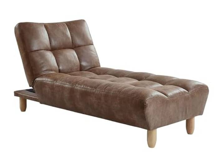 Vente-unique Esteban Schlafcouch, aus Mikrofaser, antikes Design, Braun, Vintage, Einzelst ck
