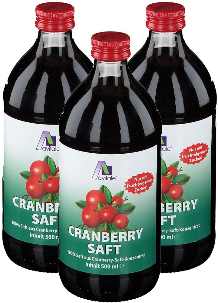 Avitale 3x Cranberry Saft 100% Frucht 3x500 ml