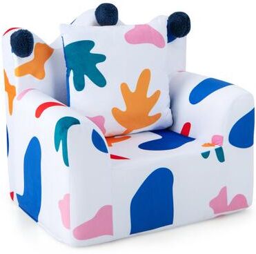 Costway High-density Padding Kids Sofa with Armrest and Extra Pilow-Multicolor