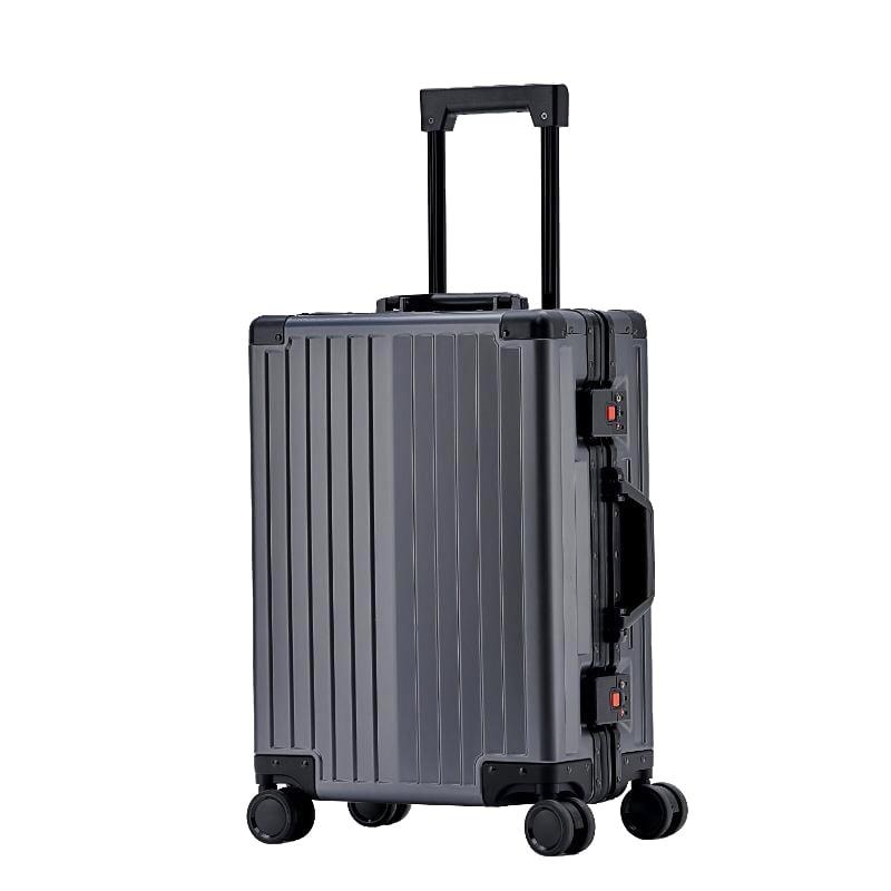 Aluminium Reisekoffer grau 77 cm groß Rollen Trolley Hartschalen-Koffer bei Bowatex