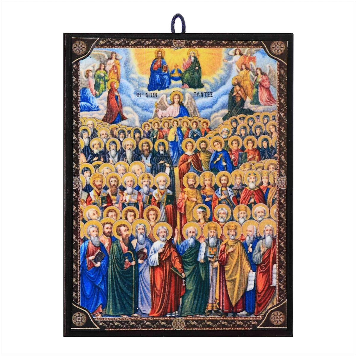 Dailygoods Icoon Houten Beschermengel - Byzantijnse Stijl Religieuze Kunst - 14 x 10 cm