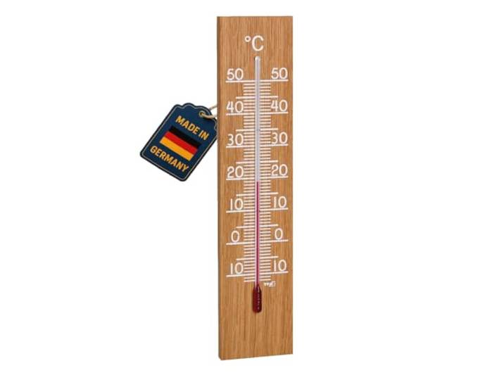 TFA Dostmann Analoge binnen- en buitenthermometer, 12.1054.01, weerbestendig, hoge nauwkeurigheid, eiken