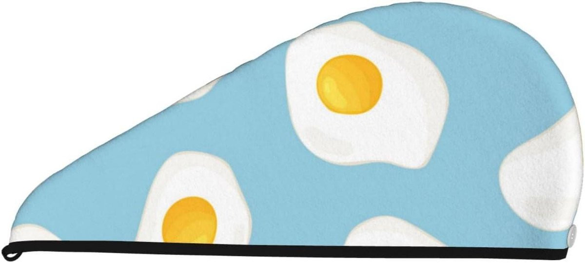 Haardroogkap Handdoek Wrap met Gebakken Ei Patroon in Zacht Koraal Fleece - 64 x 26 cm