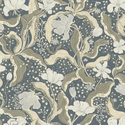 A-Street Prints Bodri Blue Tulip Garden Wallpaper