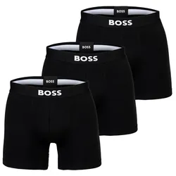 BOSS Herren Boxershorts, 3er Pack - Boxer Brief, Boss One, Cotton Stretch, Logo Schwarz / L