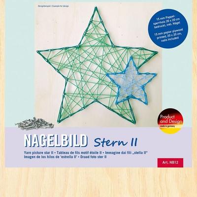 PEBARO NB12 - Nagelbild Stern II, Fadenbild, 20x20cm, Bastelset