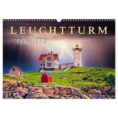 Leuchtturm Gewitter (Wandkalender 2027 DIN A3 quer), CALVENDO Monatskalender