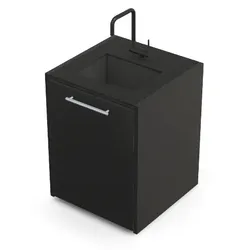 Brabura CT 60 Waschbeckenmodul - Nero Zimbabwe / Anthrazit / Silberner Griff