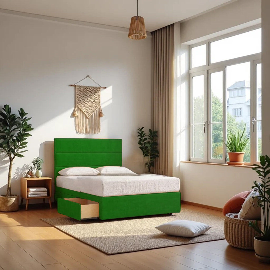 Ebern Designs Upholstered Divan Bed with Mattress Emerald Double (4'6)