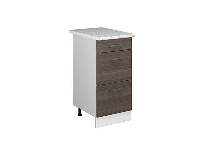 Vicco Küchenunterschrank R-Line, Edelgrau, 40 cm 3 Schubladen · Arbeitsplatte Marmor · Höhenverst. Füße · Leichter Zugriff · Frei kombinierbar