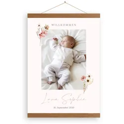 Wandbild auf Leinwand mit Holzleiste im Design "Zarte Blüten" mit Fotos und Texten gestalten