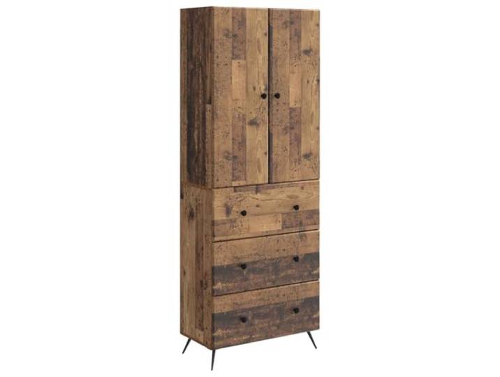 HGFDVCMR Schrankset 2-teilig Altholz-Optik 66x34,5x90 cm Holzwerkstoff Kompakte Anrichte und Wandschrank für Wohnzimmer oder Büro, mit Schiebetüren und Schubladen für ordentliche Aufbewahrung.