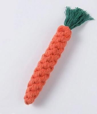 Inspired Living Cotton Rope Knot Dog Chew Toy For Small & Medium Dogs carrot