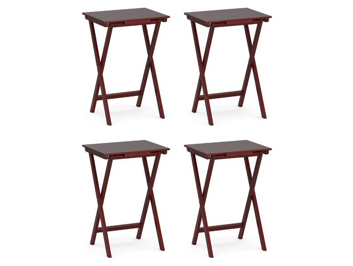 Beistelltisch Holz klappbar 4er Set dunkelbraun