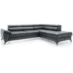 Ecksofa Mocca Leder Grau Anthrazit