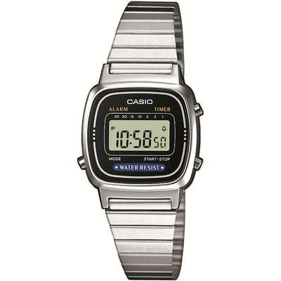 Chronograph CASIO VINTAGE, silber (silberfarben, schwarz), Armbanduhren, Damen, Chronograph, Quarzuhr, Armbanduhr, Damenuhr, Digitaluhr, Datum, Edelstahlarmband