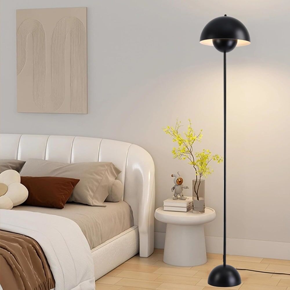 Alpinaluz Lampadaire forme champignon métal noir, H160 cm Noir 20x157x30cm