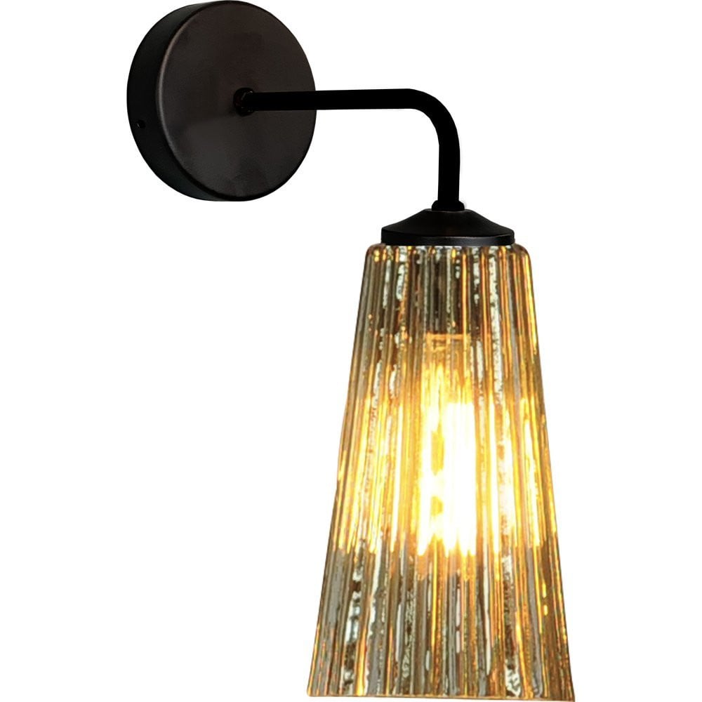 Masterlight Quinto Wandlamp zwart met gestreept glas