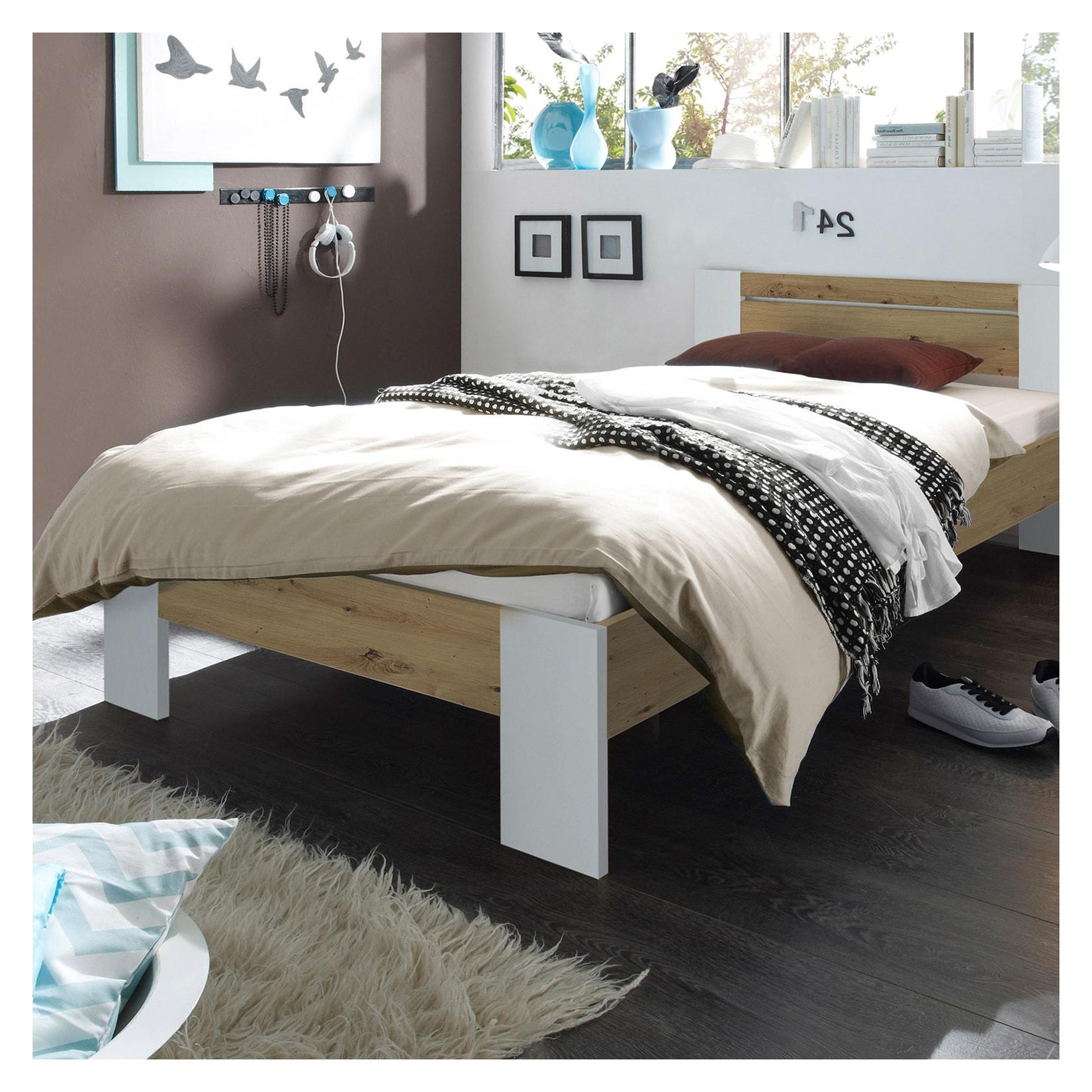 HTI-Living Futonbett 140 x 200 cm Weiß/Artisaneiche