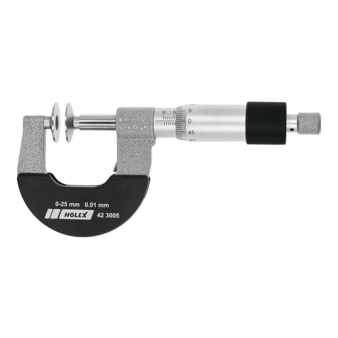 Holex Bügelmessschraube mit Tellermessflächen und nichtdrehender Spindel, Messbereich: 25-50 mm (423005 25-50)