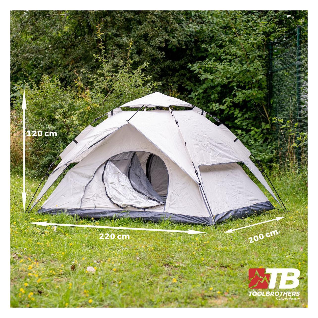 Tool Brothers Toolbrothers Outdoor Camping Zelt für 2-4 Personen Kuppelzelt Hydraulikzelt Pop-Up zelt (Kuppelzelt, 3 kg) (58516905)