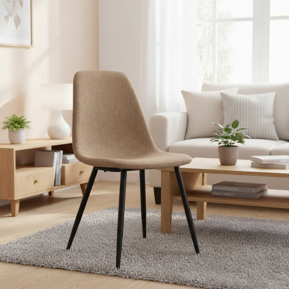 KOMHTOM Eetkamerstoelen van stof en metaal, set van 2