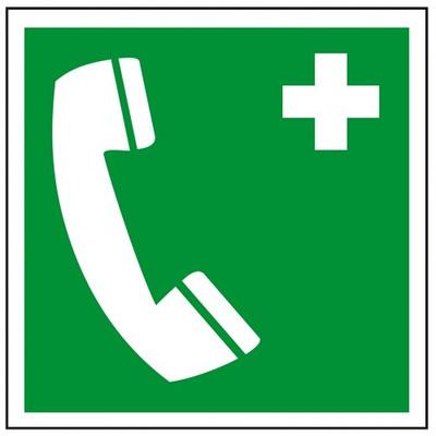 Aufkleber I Rettungszeichen Notruftelefon, Folie, selbstklebend, 200x200mm, ASR A1.3, DIN EN ISO 7010 E004
