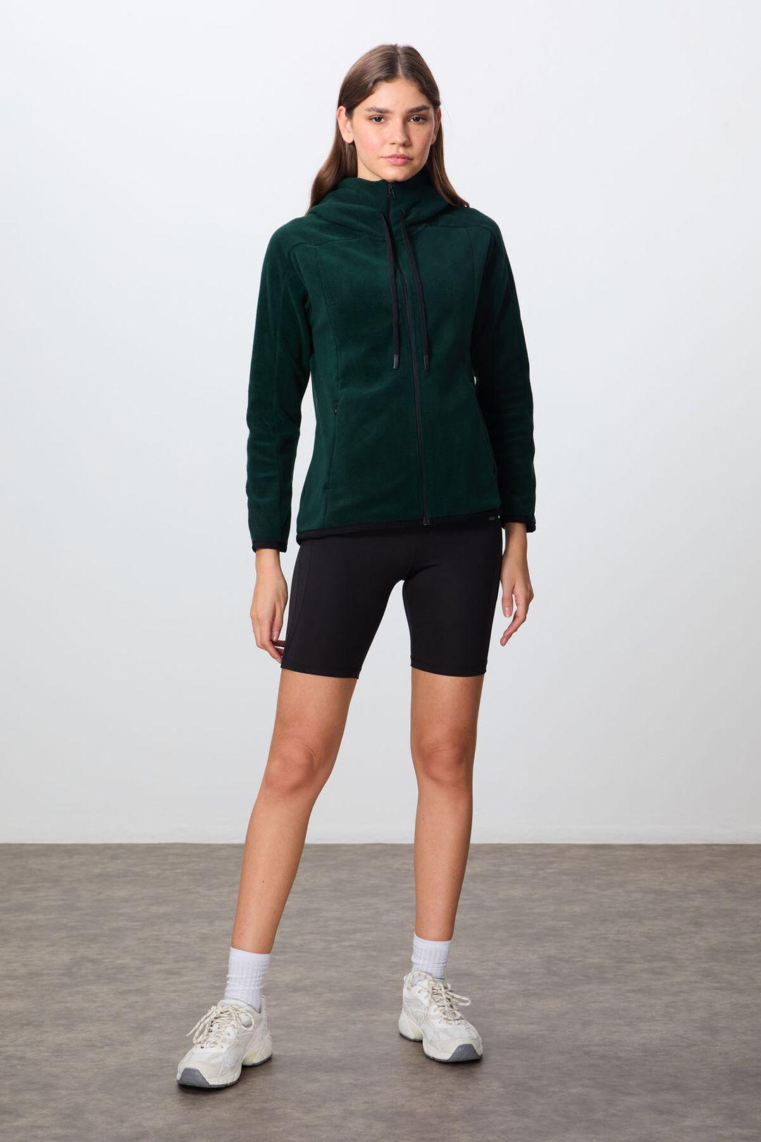 Damen Plüsch Zip-Hoodie Sweatshirt