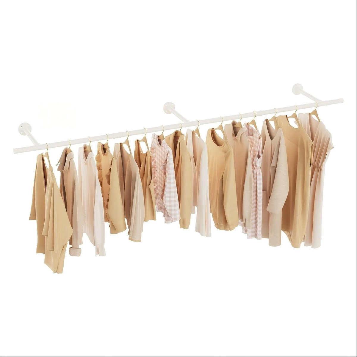 Robuuste Wandkapstok in Crème voor Jassen, Kleding en Accessoires - Breedte: 211 cm