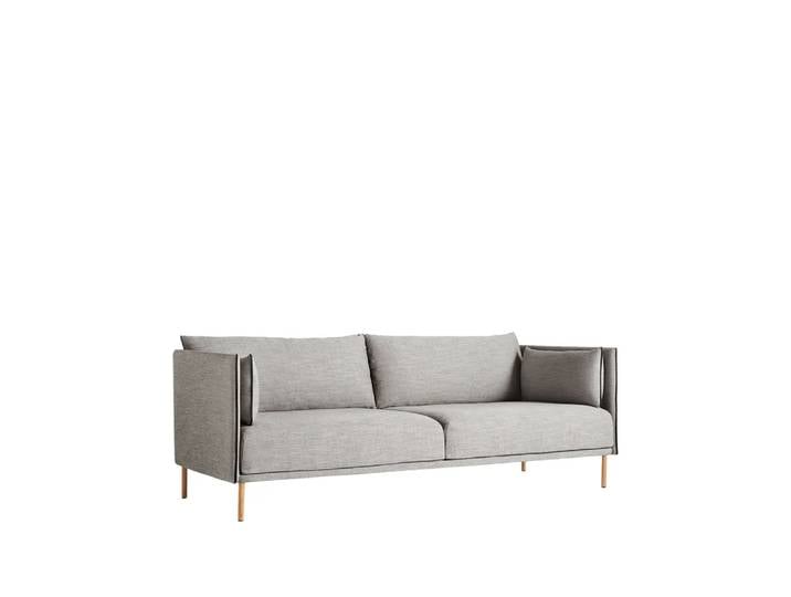 HAY Silhouette 3-Sitzer Sofa Grey-schwarz Paspelierung-geölte Eichenbeine