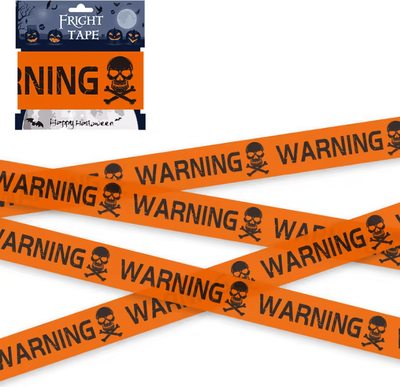 Inspire Curations Halloween Skull Warning Tape Decoration Scary Party Barrier Prop orange 6m
