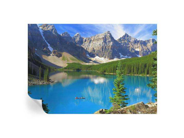 Wallfluent Fototapete 208x146 cm - Bergsee, Blau, 208x146 cm, Tapeten & Wandverkleidungen, Fototapeten