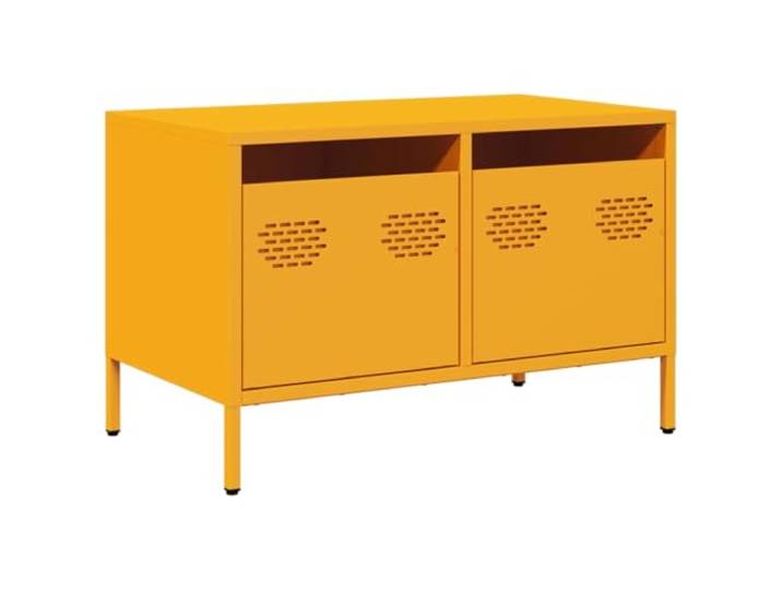 Kaorsrow TV-Schrank Senfgelb 68x39x43,5cm aus Kaltgewalztem Stahl Formschönes TV-Möbel im Industrie-Design mit 2 Schubladen und verstellbaren Füßen für Wohnzimmer und Schlafzimmer.