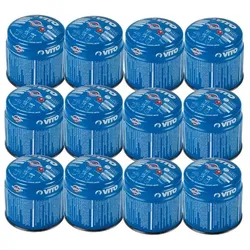 Packung mit 12 Gaskartuschen 190g Butan, durchstechbar, Gas-Stop-Sicherheit VITO