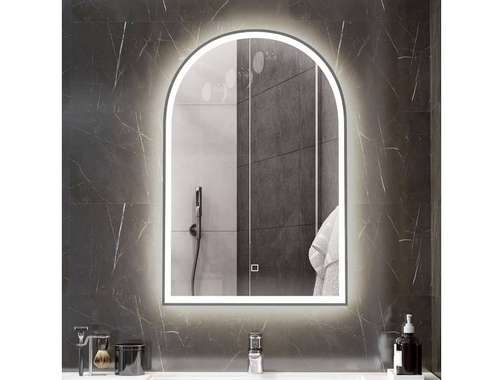 HOMCOM Miroir LED 90x60cm Mural Aluminium Désembuage Tactile