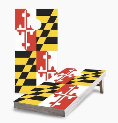 Skip's Garage Maryland State Flag Cornhole Boards