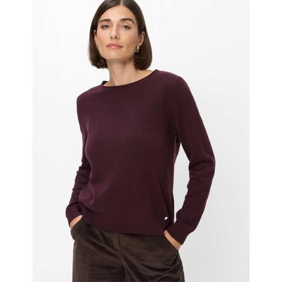 Strickpullover BRAX "Style LISA", Damen, Gr. 44, lila (dunkellila), Strick, 90% Schurwolle, 10% Kaschmir, Rundhals, Pullover Strickpullover